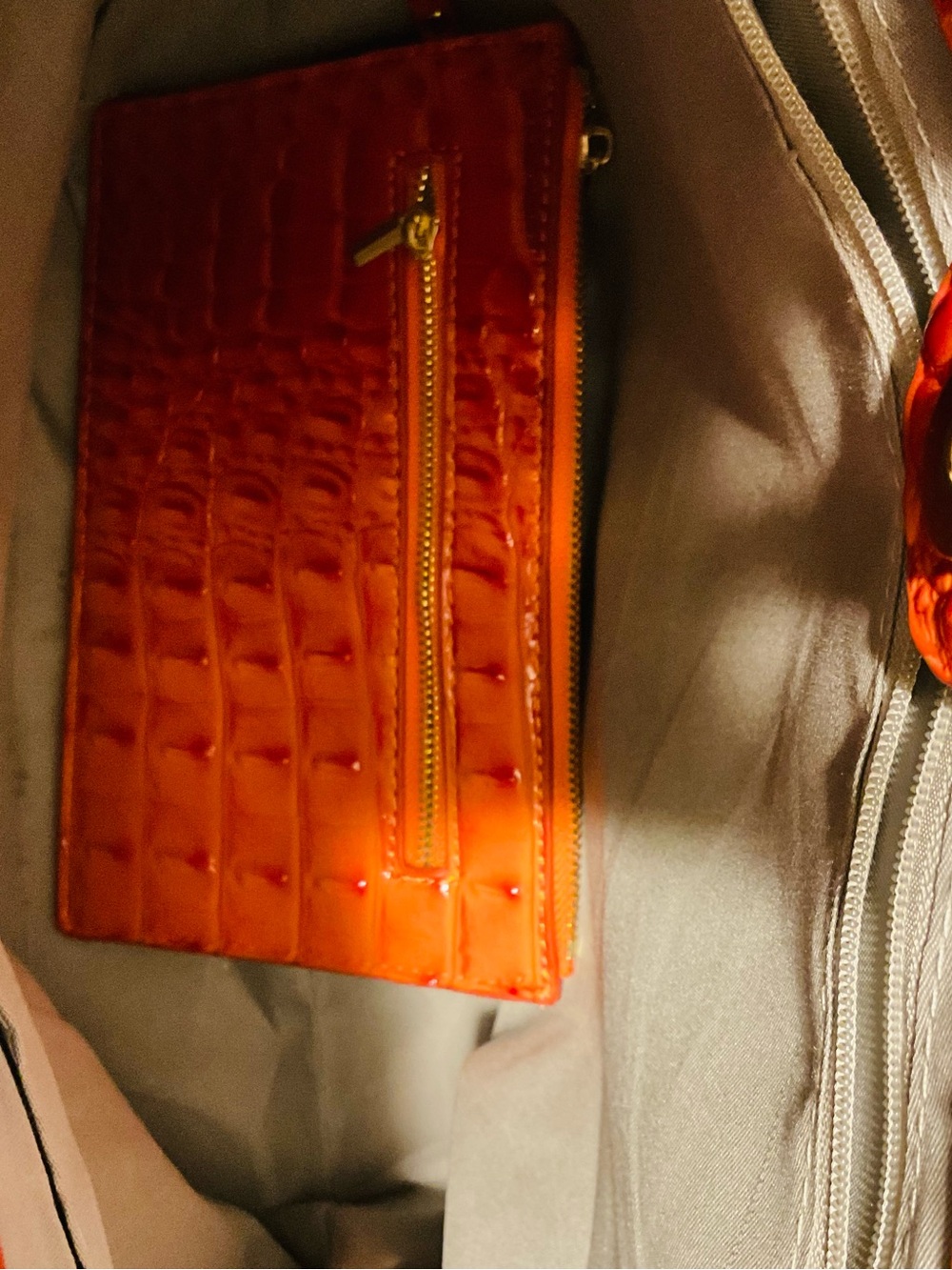 Orange Croc-Embossed Tote Bag - Women - Picture 11 of 12